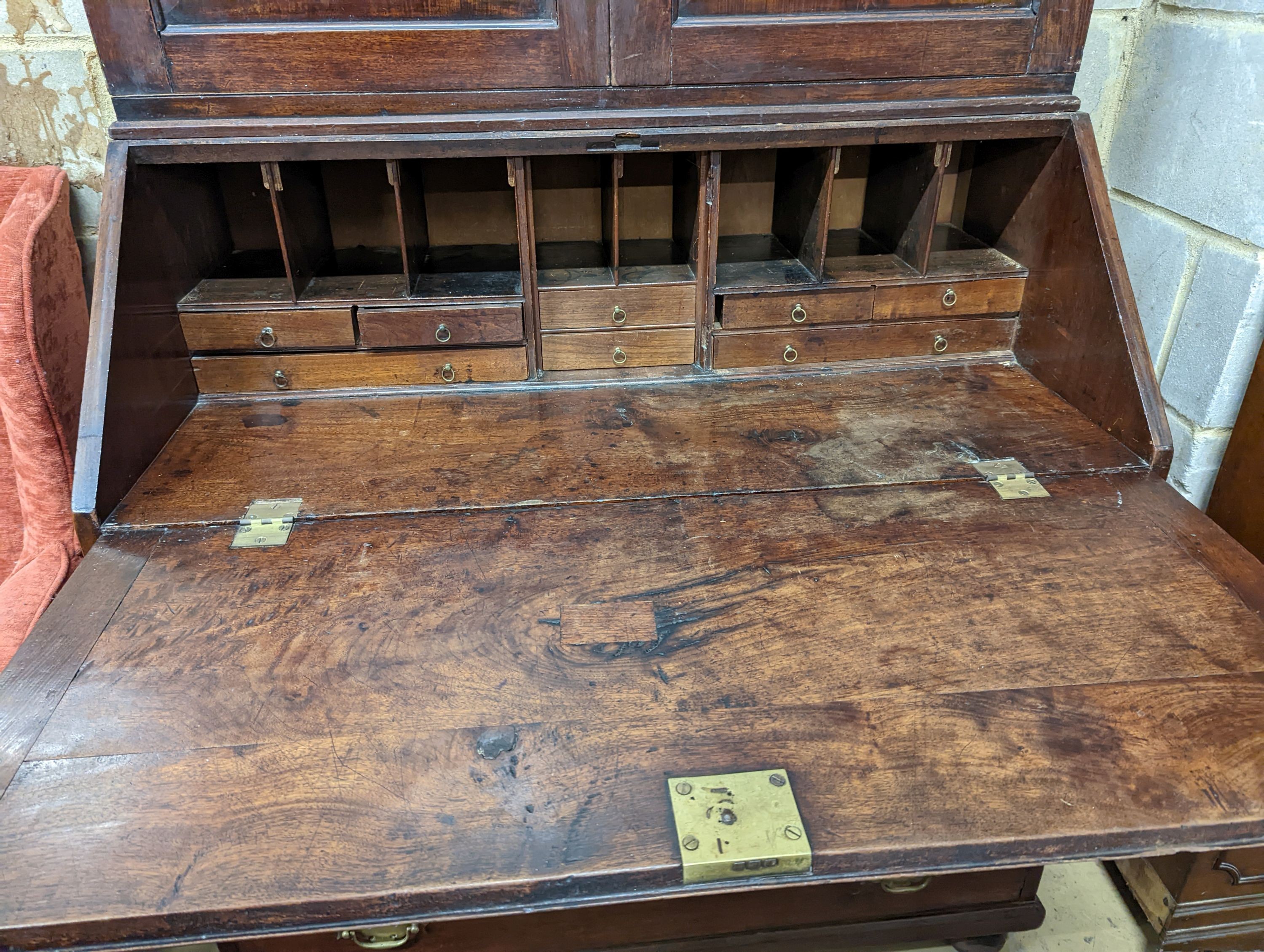 A George III mahogany bureau cabinet, width 102cm, depth 55cm, height 198cm